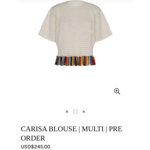 ESCVDO Carisa Crochet Fringe Hem Top Cream Multi‎ Trim Knit Fest Boho – Size S